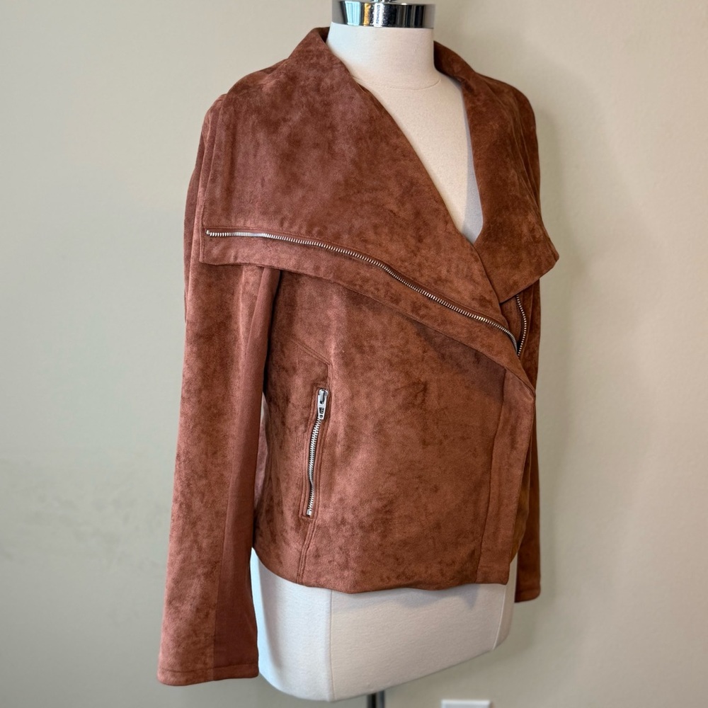 BLANK NYC Rust Faux Suede Jacket Size XL Asymmetrical - Picture 5 of 10